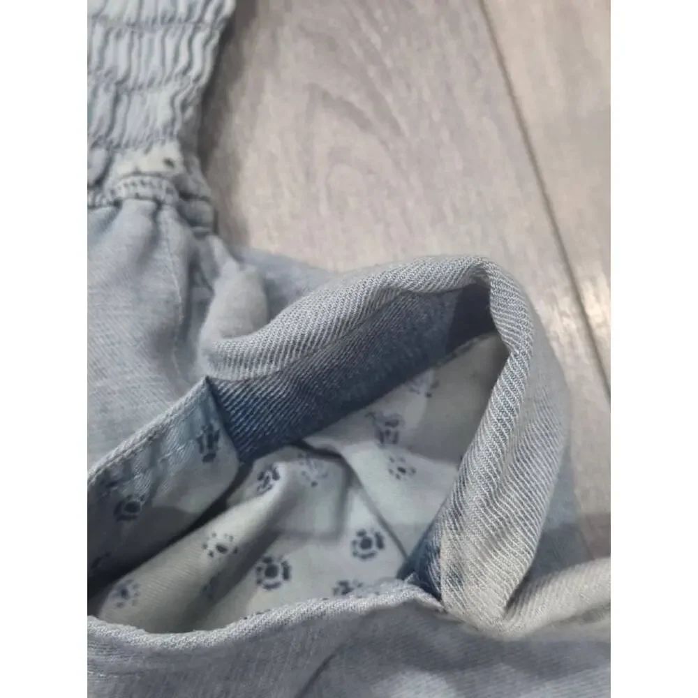 Anthropologie Pilcro Sleeveless Smocked Preppy Y2K Romper Washed Blue XS A004896 - Picture 7 of 11